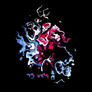 groups blue and red abstract blobs colliding with one another