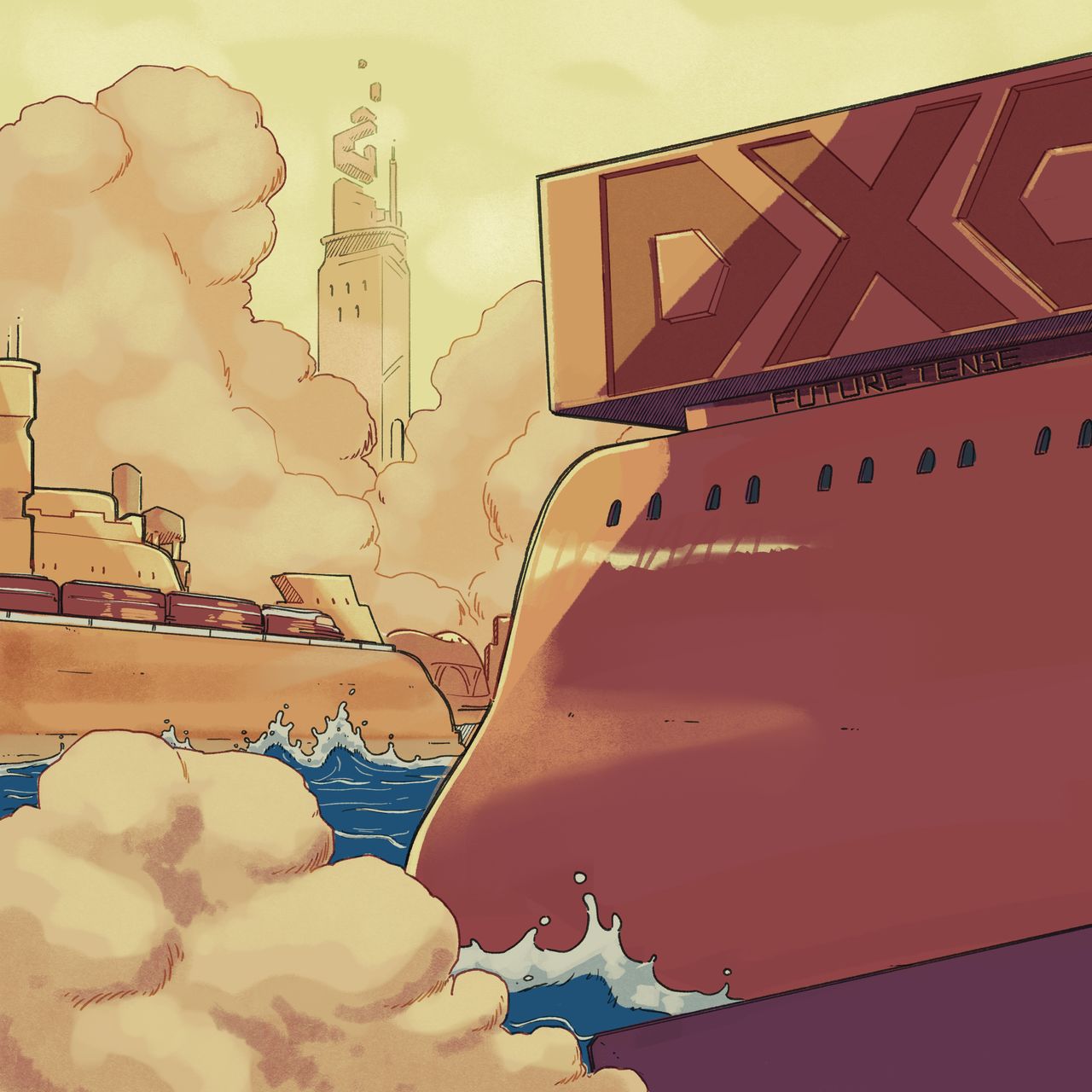 a futuristic industrial landscape